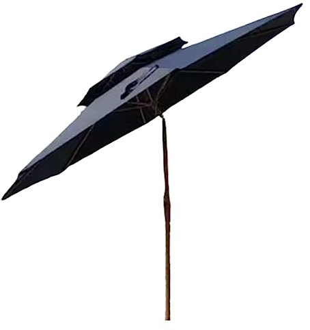 WYRMB Parasol de jardin à long manche, tête secouable, colonne en fer, avec base de réservoir, 9 pieds, 8 nervures, manivelle ouverte, base remplissable