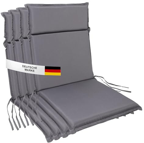 Albatros International Albatros Lot de 4 coussins pour chaise de jardin - Anthracite - 99 x 45 cm - Pour chaise à dossier haut - Résistant aux UV et imperméable - Convient pour chaises pliantes