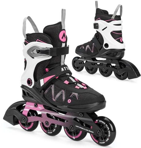 ATTABO Patines en línea Bliss para Mujer 37-42 EU Comodidad y Seguridad Bota Semirrígida Chasis de Aluminio Ruedas 80 mm PU Rodamientos ABEC-7 Ajustable Color Rosa