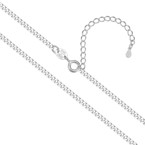 SILBERTALE 925 Sterlingsilber Dünn Halskette 2mm breit Panzerkette Silber/Gold Verstellbare Silberkette Länge 40-60 cm