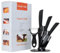 lcvtos Keramikmesser Set, Ergonomischer Griff, Keramikmesser Set mit Schutzhülle (3 Teilig Keramik Messer und 1 Sparschäler), Küchenmesser aus Keramik für Fleisch Obst Gemüse, Schwarz