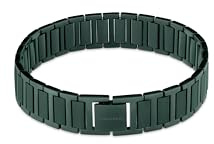Calvin Klein Pulsera de eslabones estructurados para hombre de acero inoxidable con chapado en verde - 35100030, talla única, Acero inoxidable, No es una piedra preciosa