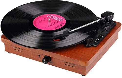 MRKU Tocadiscos portátil de 3 velocidades, Compatible con Discos de Vinilo de 33/45/78 de Tres velocidades, Reproductor de Discos de fonógrafo con Bluetooth