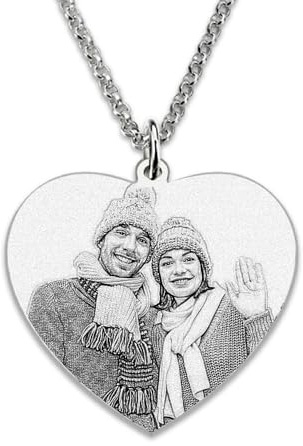 GBTROEY Collana Personalizzata Con Foto Ciondolo Cuore Testo Inciso Collana Immagine Ciondolo Personalizzato Gioielli Regali per Le Donne