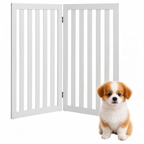 SOARS Barrera para perros, plegable y independiente, rejilla protectora para puertas y escaleras, para mascotas pequeñas y medianas, color blanco, 101 x 89 cm