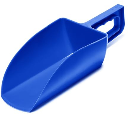 Garronda Sessola in plastica robusta 1 kg per mangimi animali, cereali, semi – Misurino largo da alimentazione animali, paletta dosatrice ideale nei sacchi GD-0153 (Blu)