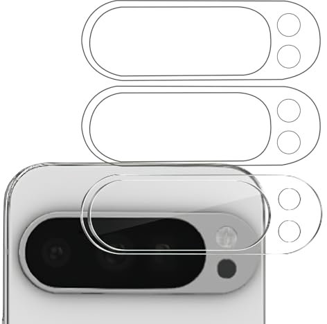 3 Pezzi Pellicola Fotocamera per Google Pixel 9 Pro, Protezione Fotocamera Vetro Temperato Lente Anti Graffio Durezza 9H HD Chiaro Schermo Custodia Friendly Resistente ai Graffi Senza Bolle Trasparent