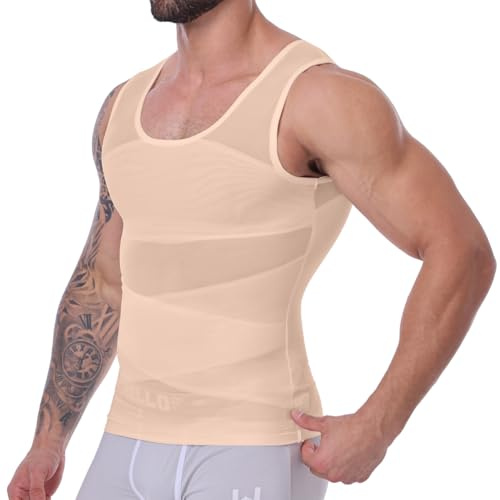 MISS MOLY Shapewear - Camiseta de compresión elástica para hombre, moldeador de cintura, sin mangas, camiseta de compresión para hombre