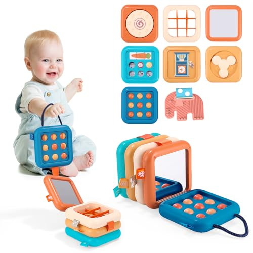 Jouet de voyage 8 en 1 pour bébé - Busy Board à partir de 1 an - Cube d'activité pour les tout-petits - Jouet éducatif sensoriel pour bébé de 1 à 3 ans - Jouet de motricité pour les tout-petits