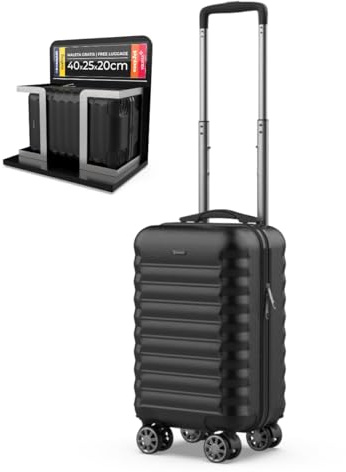 NUMADA - Reisekoffer Kabine 40 x 25 x 20 cm (20 l) Upfly Underseat 16 XXS mit abnehmbaren Rädern, Kabinenkoffer aus ABS, ideal als Handgepäck für Ryanair, Vueling oder Easyjet, Schwarz, Reisekoffer