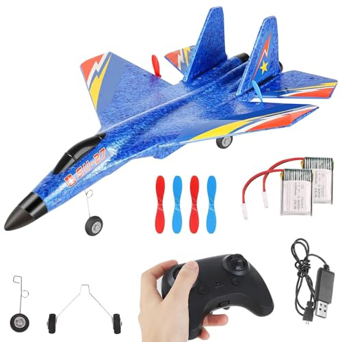 XUXLEKK Avión F-22 RC, 2,4 GHz teledirigido, juguete de avión 2CH para principiantes, niños y adultos (azul)