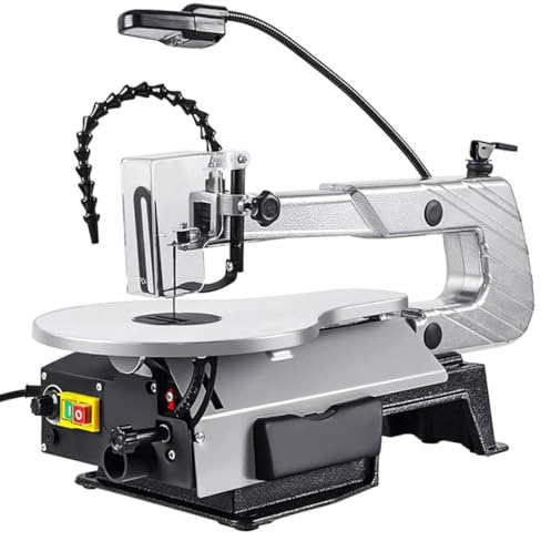 Sega a scorrimento da tavolo da 40,6 cm con velocità variabile 400-1600 giri/min, macchina per il taglio del legno bidirezionale e tavolo regolabile da 0 a 45° + luce da lavoro per lavorazione del