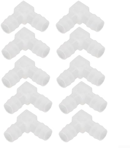LatoYard Lot de 10 adaptateurs cannelés coudés à 90 degrés, diamètre égal de 12 mm, raccord en plastique en forme de L pour tuyau d'eau, pompe et tuyau en silicone