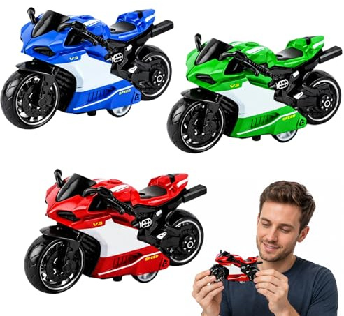 GYTFOG 3PCS Motorcycle Model, Mini Motorbikes with Pull-Back Action, Alloy Motorcycle ModelRetro Motorcycles Toy, Hand-Eye Coordination Development, Display Decoration for Collectors