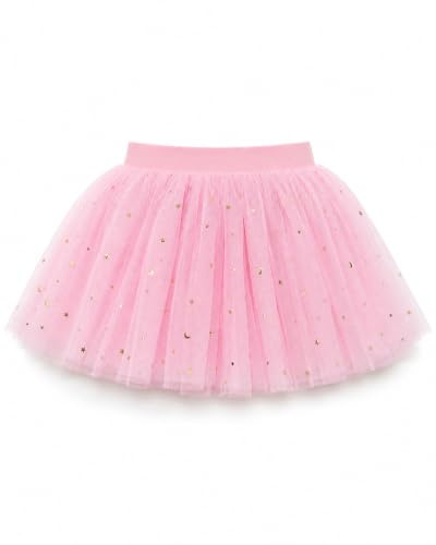 JiAmy Girls Star Moon Sequin Tutu Skirt Ballet Party for 3-14 Years | 3-14 years; 100% Polyester layered tulle with elastic waist and gold star moon sequins for ballet, party and dress up