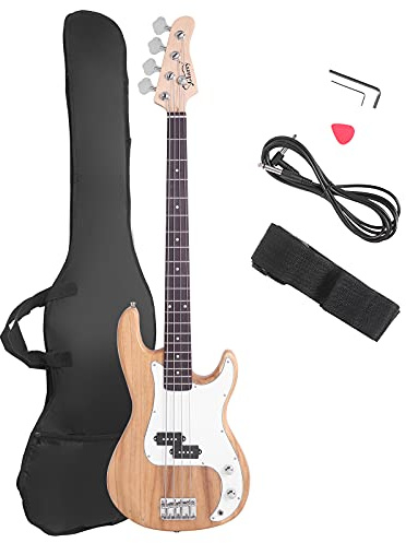 Glarry Electric Bass Guitar Full Size 4 String Rosewood Basswood Fire Style Exquisite Burning Bass(Burly Wood)