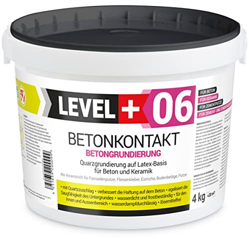 LEVEL PLUS 06 Contacto de Hormigón, 4 kg, Puente Adhesivo, Imprimación de Yeso para OSB, Cerámica, Pintura