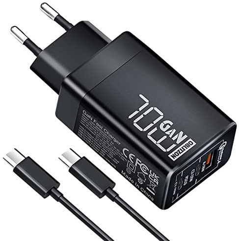 70W USB C Ladegerät, 3-Port Type C PD 3.0 GaN Netzteil USB C Netzteil 100W Kabel enthalten für MacBook Pro/Air, iPhone 16/15, Samsung Galaxy S24 S23 i-Pad Pro, Google Pixel, Lenovo, Dell, Steam Deck