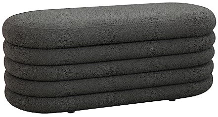 SVITA Blossom XL Hocker mit Stauraum Sitzbank Sitztruhe Sitzhocker Aufbewahrungsbox Polsterbank bis 300 kg belastbar Ottomane Boucle-Bezug Dunkelgrau