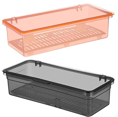 BRIGHTFUFU Vassoio Portaposate Con Coperchio Confezione Da 2 Contenitori in Plastica Per Posate Organizer Per Utensili Con Scolapiatti