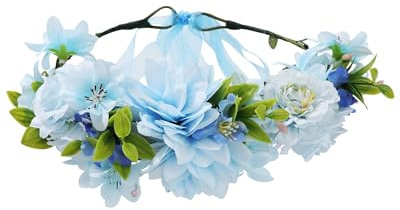 Kajeer Couronne Fleur Cheveux pour Femmes - Festival de fleurs ornements de cheveux couronne bandeau Longueur de ruban réglable mariage Coiffure florale pour robe