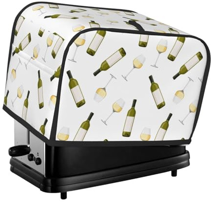 2 Slice Toaster Cover with Pockets - Champagne Bottle And Glasses Fashions Greasy Fingerprint Toaster Cover for Kitchen, 2 Slice Toaster Accessories