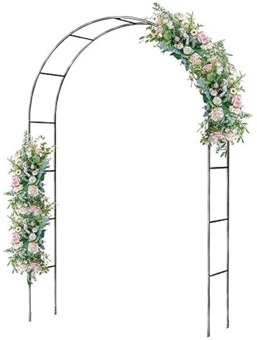 Amieron Arco da giardino stabile in acciaio inox, stabile arco da giardino per varie piante rampicanti e rose, arco romantico per viticci, resistente alle intemperie (1,8 x 2,4 m)