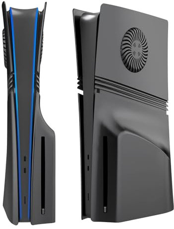 Black Faceplates for PS5 Pro Disc Edition Console with Cooling Vent, Precision Fit, Easy to Install, Replacement Hard Anti-Scratch Side Plates, Cover Plates for PS5 Pro Accessories (Disc Edition)