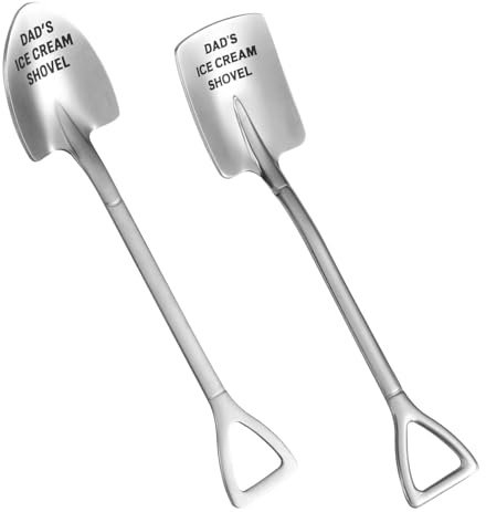 BOXOB 2pcs Dads Ice Cream Shovel, Stainless Steel Ice Cream Shovel Spoons Practical Ice Cream Spade Dads Ice Cream Scoop Funny Gift for Father's Day, Birthday, Thanksgiving (Silver)