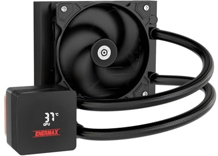 ENERMAX LIQMAX V4 120mm AIO CPU Liquid Cooler w/Digital Display, 120mm SilentFlow PWM Fan 320W TDP, for Intel 1851/1700/1200/115X, AMD AM5/AM4