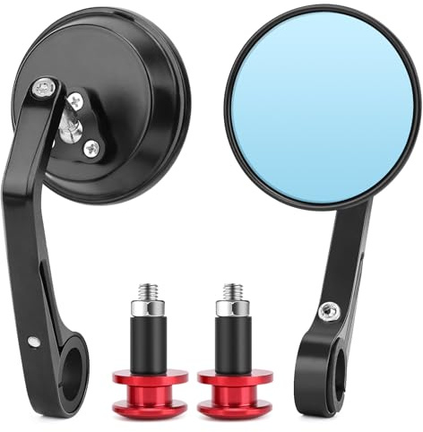 WODHMIEY Rétroviseur de moto avec poignée en alliage d'aluminium rotatif à 360 ° réglable Filetage M8 Universel Anti-reflet Vision nocturne Rétroviseur pour scooter électrique Moto Rétroviseur de