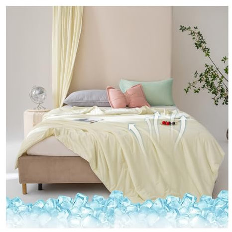 Kühldecke, Eisseide-Steppdecke, doppelseitige Faser-Bettdecke für Nachtschweiß, leichte und bequeme Sommer-Kühldecke, ideal für heißes Wetter und erholsamen Schlaf