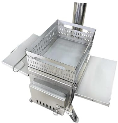 ZYAGH Estufa para Sauna Estufa de leña Plegable for Acampar, carbón, leña, Pesca al Aire Libre, Estufa de Sauna portátil multifunción, Estufas de calefacción for Tiendas de campaña para Sauna(Silver)