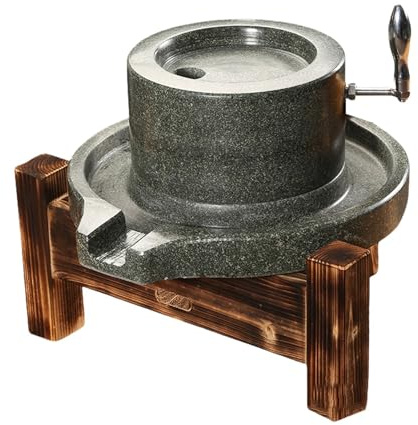 Molino De Piedra Con Mango De Acero Inoxidable, Molino De Grano De Lapislázuli Hecho A Mano Con Soporte De Madera, Molienda Fina, Para Moler Trigo, Arroz, Especias, Guindillas(20cm/7.9in)