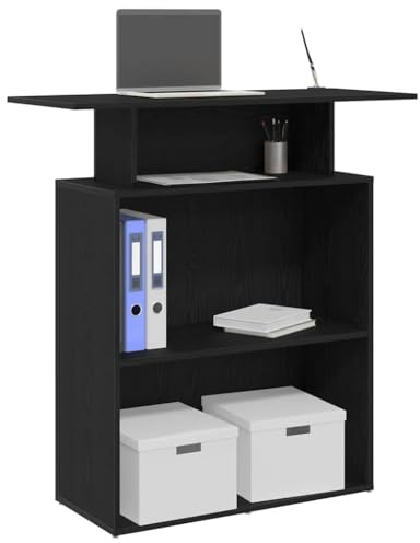 Tomostar Comptoir de Réception, Table de Réception Comptoir d'accueil Noir 100x40x104 cm Bois d'ingénierie
