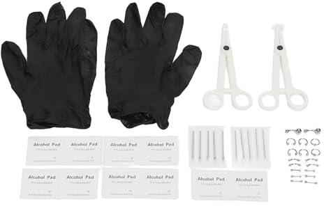 Grcfumo 42st Body Piercing Kit, Rostfritt stål former Nålar, Piercing Clamps, Mixed Piercing Nålar Body Piercing Set för öron Navel Tunga