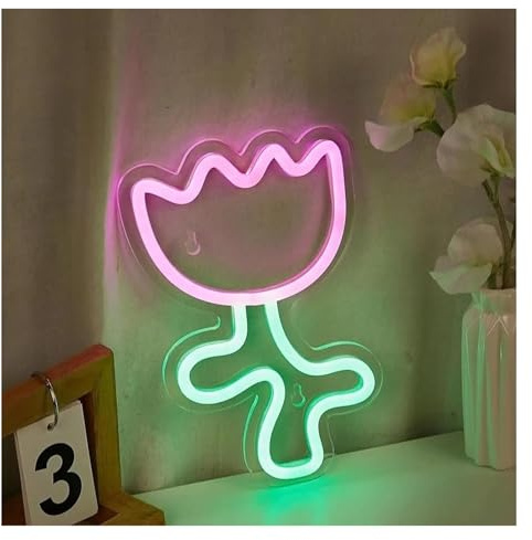 neonljus Neon TulipD Vägglampa Nattlampa Spelrum Sovrum Dekorationslampa 14,2x22,5 cm