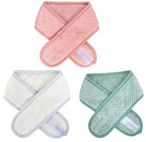 EJRUP 3 Pièces Bandeau Maquillage Cheveux Lavable,Microfibre Bandeau Cheveux Femme Maquillage,Réglable Headband avec Magic Tape,pour le Bain de Maquillage,Maquillage et Sport