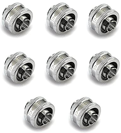 XSPC G1/4 Compression Fitting 3/8 ID 5/8 OD 16/10mm V2 Pack of 8 Chrome