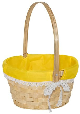 Easter Egg Hunt Wicker Basket Kid Child Party Flower Craft Gift Basket (Yellow, 1)