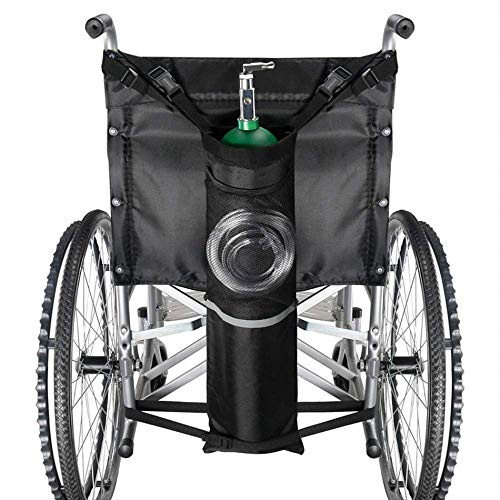 Borsa per bombole di ossigeno adatta per sedie a rotelle, sacca per bombole di ossigeno con striscia riflettente, zaino per bombole di ossigeno resistente per medico, casa, ospedale Oxford nero 70*25c