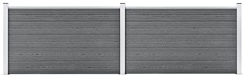 vidaXL Pannello Recinzione per Esterni con Pali Robusto Elegante Barriera da Giardino Recinto Intimità Sicurezza in WPC 353x106 cm Grigia