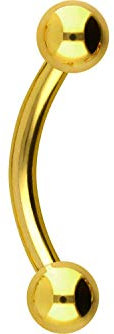 PIERCINGLINE Titan Bauchnabelpiercing BANANE Gewinde Piercing Ohr Bauch Auge Lippe Goldfarben 1,2 x 8 mm