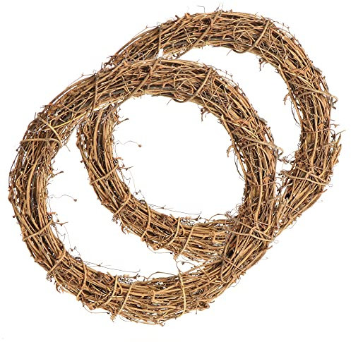 com-four 2 x dekorative Holzkränze zum Ausbessern - Weidenkranz zum Dekorieren von Fenstern, Tischen und Türen oder für Weihnachten (2 Stück - Kranz Ø 30 cm, hellbraun)