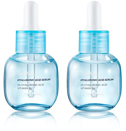ZealSea Hyaluron Serum Gesicht 2% mit vitamin B5 – Anti-Aging Gesichtspflege Hyaluronsäure Serum - Beauty & Vegan - Skincare Moisturizing Anti Gesichtsserum Falten für alle Hauttypen - 2Pcs