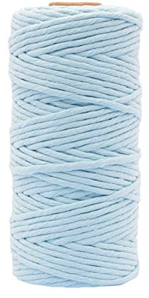 Vaessen Creative Corde Macramé - Bleu Clair - 3 mm x 100 m - 100% Coton - Fil pour Bracelets Brésiliens, Suspension pour Plantes, Crochet, Rideaux, Attrape-Rêve et Décorations