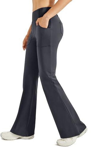 G4Free Thermohose Damen Bootcut Yogahose Winter Gefüttert Fleecehose Warme Leggings Schlaghose Stretch mit 4 Taschen für den Freizeitgebrauch Anzughose(Grau,XL)