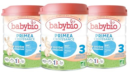 Babybio - Lait Infantile - Primea 3ème Âge - 800g - dès 10 Mois - BIO - Fabriqué en France - Sans Huile de Palme - Lot de 3