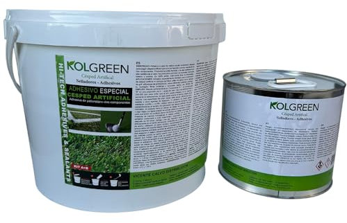 KOLGREEN (11 kg en total) - Adhesivo Bicomponente de Poliuretano para Césped Artificial y suelos de Caucho, Ideal para uso interior y exterior, Color Verde