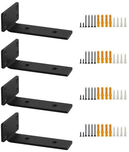 FYting Regalwinkel Wandkonsole,4 Stück Tablarträger,Regalhalterung Unsichtbar,Robuste, Integrierte L-Regalhalterung, für Topfpflanzen, Zuhause, Büro, Tragfähigkeit: 70 kg/154 lbs (12cm/ 5 Zoll)